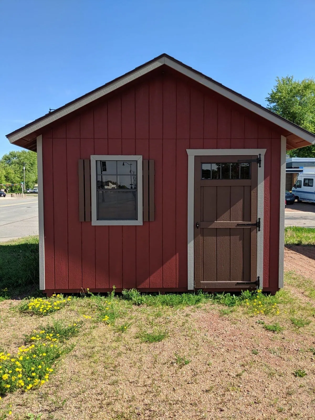 jamestown red urethane a frame ranch style gable shed